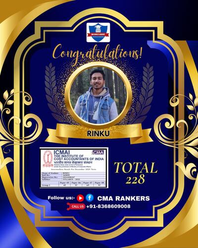 CMA Rankers student result Dec 2025 - Student 1
