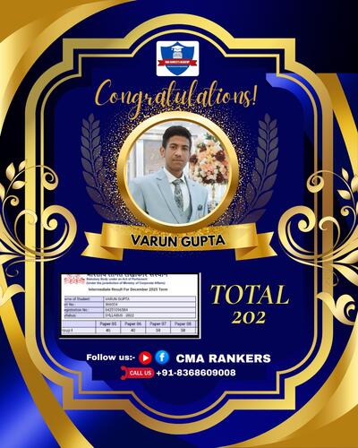 CMA Rankers student result Dec 2025 - Student 10